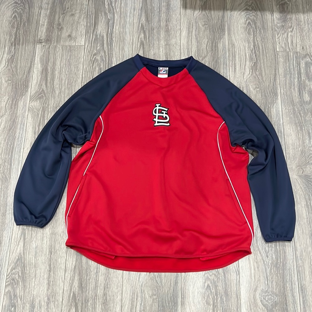 St. Cardinals majestic pullover therma vneck with pockets, embroidered emblem